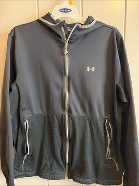 Under Armour Men's Black and Gray Full-Zip Hooded Performance Jacket